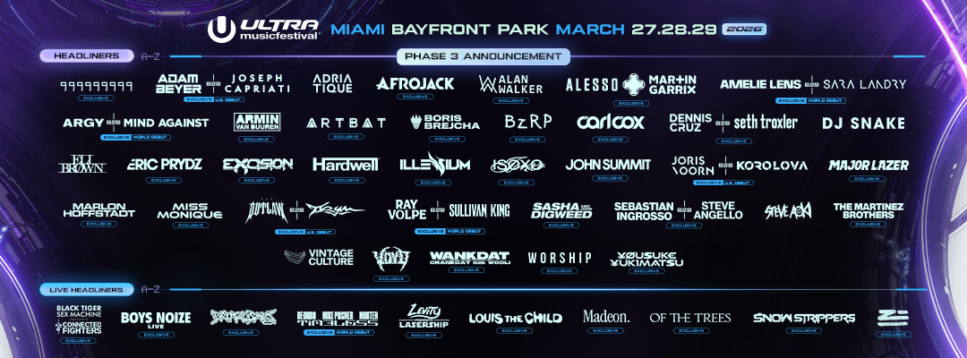 Ultra Music Festival 2026 lineup