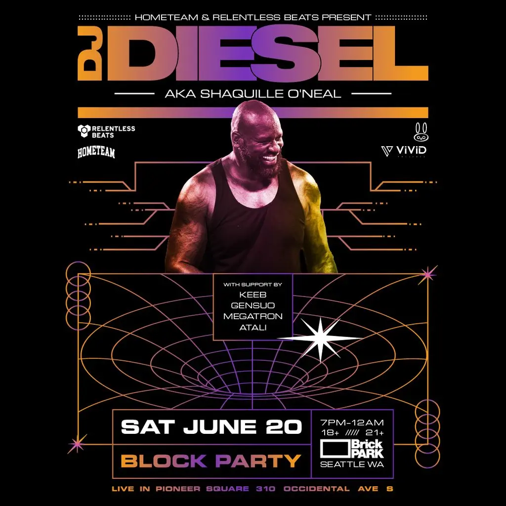 RELENTLESS BEATS AND HOMETEAM PRESENT DJ DIESEL IN PIONEER SQUARE, JUNE 20, 2026