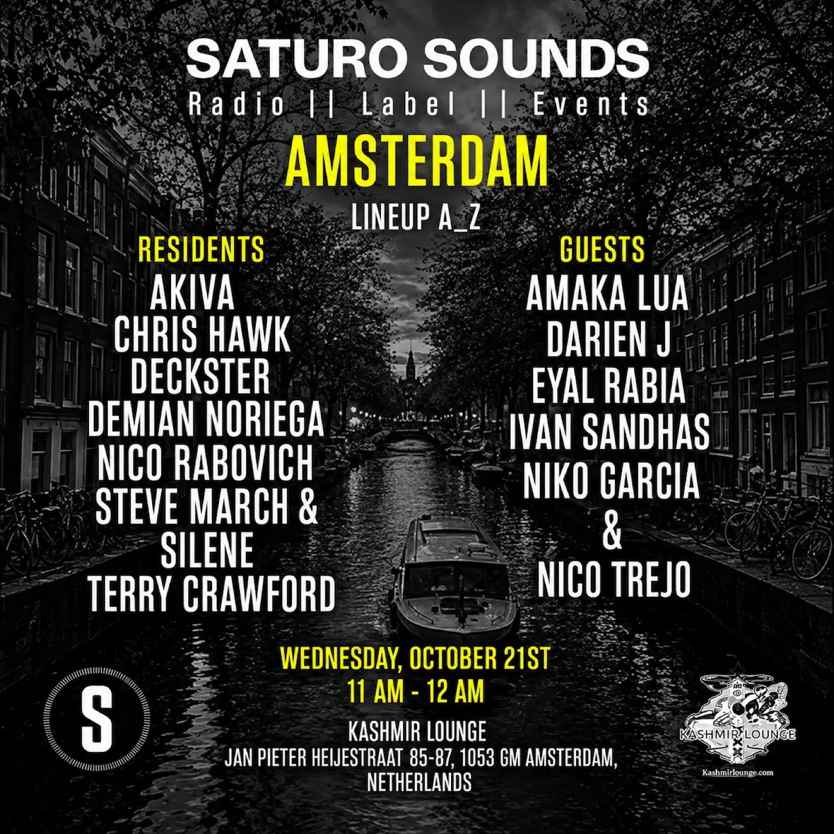 ADE 2026 - Saturo Sounds Presents: Amsterdam ADE Pre-Party at Kashmir Lounge